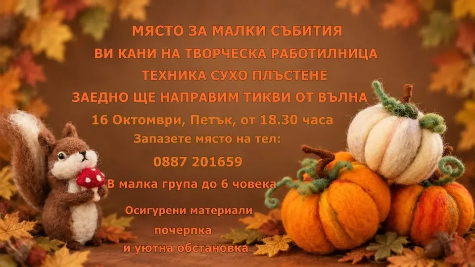 ДЕКОРАТИВНА ТИКВА от ВЪЛНА - СУХО ПЛЪСТЕНЕ